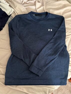 Under Armour Navy Blue Crewneck Sweatshirt with White Logo